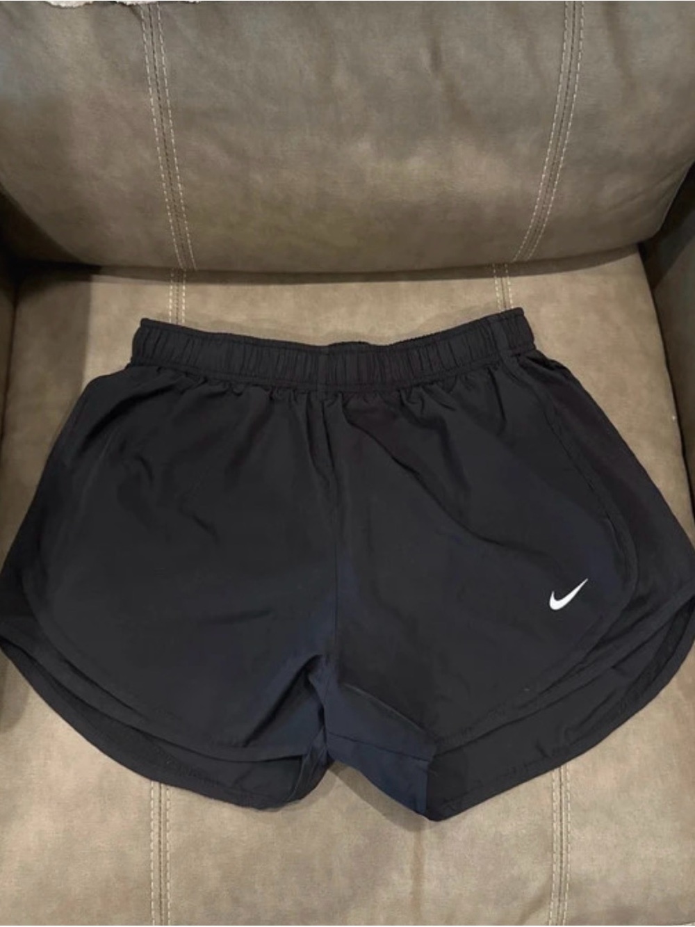 Nike Black Women's Athletic Shorts with White Swoosh